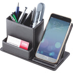 Faux Leather Desk Pen Holder