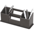 Faux Leather Desk Pen Holder